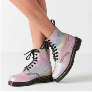 Dr. Martens 1460 Pascal Rainbow Glitter Boots Iridescent Lace-Up Ankle Boots 5